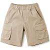 imageCQR Kids Youth Pull on Cargo Shorts Outdoor Camping Hiking Shorts Lightweight Elastic Waist Athletic Short with PocketsDriflex Khaki