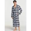imageCQR Mens 100 Cotton Flannel Robe Lightweight Soft Plaid Lounge ampamp Night Sleepwear RobesFlannel Robe Navy Yellow Plaid
