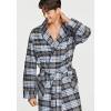 imageCQR Mens 100 Cotton Flannel Robe Lightweight Soft Plaid Lounge ampamp Night Sleepwear RobesFlannel Robe Navy Yellow Plaid