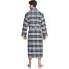 imageCQR Mens 100 Cotton Flannel Robe Lightweight Soft Plaid Lounge ampamp Night Sleepwear RobesFlannel Robe Navy Yellow Plaid