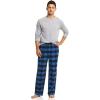 imageCQR Mens 100 Cotton Plaid Flannel Pajama Pants Brushed Soft Lounge ampamp Sleep PJ Bottoms with PocketsFlannel Pajama Classic Blue