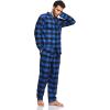 imageCQR Mens 100 Cotton Plaid Flannel Pajama Set Brushed Soft Lounge ampamp Sleep PJ Top ampamp Bottom with PocketsTop  Bottom Set Classic Blue