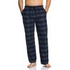 imageCQR Mens 100 Cotton Plaid Flannel Pajama Set Brushed Soft Lounge ampamp Sleep PJ Top ampamp Bottom with PocketsTop  Bottom Set Navy Blue Plaid