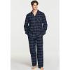imageCQR Mens 100 Cotton Plaid Flannel Pajama Set Brushed Soft Lounge ampamp Sleep PJ Top ampamp Bottom with PocketsTop  Bottom Set Navy Blue Plaid