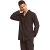 imageCQR Mens 100 Cotton Plaid Flannel Pajama Set Brushed Soft Lounge ampamp Sleep PJ Top ampamp Bottom with PocketsTop  Bottom Set Solid Dark Brown