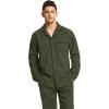 imageCQR Mens 100 Cotton Plaid Flannel Pajama Set Brushed Soft Lounge ampamp Sleep PJ Top ampamp Bottom with PocketsTop  Bottom Set Solid Hunter Green