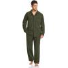 imageCQR Mens 100 Cotton Plaid Flannel Pajama Set Brushed Soft Lounge ampamp Sleep PJ Top ampamp Bottom with PocketsTop  Bottom Set Solid Hunter Green