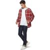 imageCQR Mens 100 Cotton Plaid Flannel Shirt Long Sleeve Shirt Jackets Casual Outdoor Jacket with PocketsLoose Fit Welcome Red
