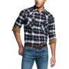 imageCQR Mens 100 Cotton Plaid Flannel Shirt Long Sleeve Shirt Jackets Casual Outdoor Jacket with PocketsRegular Fit Ebony Black