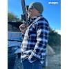 imageCQR Mens 100 Cotton Plaid Flannel Shirt Long Sleeve Shirt Jackets Casual Outdoor Jacket with PocketsRegular Fit Ebony Black