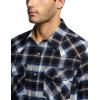 imageCQR Mens 100 Cotton Plaid Flannel Shirt Long Sleeve Shirt Jackets Casual Outdoor Jacket with PocketsRegular Fit Ebony Black