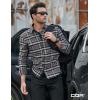 imageCQR Mens 100 Cotton Plaid Flannel Shirt Long Sleeve Shirt Jackets Casual Outdoor Jacket with PocketsSlim Fit Charred Land