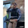 imageCQR Mens 100 Cotton Plaid Flannel Shirt Long Sleeve Shirt Jackets Casual Outdoor Jacket with PocketsSlim Fit Vague Blue