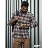imageCQR Mens 100 Cotton Plaid Flannel Shirt Long Sleeve Shirt Jackets Casual Outdoor Jacket with PocketsSlim Fit Vague Brown