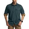 imageCQR Mens All Cotton Flannel Shirt Long Sleeve Casual Button Down Plaid Shirt Brushed Soft Outdoor Tactical Work ShirtsForest Green