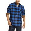 imageCQR Mens All Cotton Flannel Shirt Long Sleeve Casual Button Down Plaid Shirt Brushed Soft Outdoor Tactical Work ShirtsPlaid Classic Blue