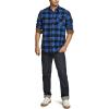 imageCQR Mens All Cotton Flannel Shirt Long Sleeve Casual Button Down Plaid Shirt Brushed Soft Outdoor Tactical Work ShirtsPlaid Classic Blue