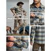 imageCQR Mens All Cotton Flannel Shirt Long Sleeve Casual Button Down Plaid Shirt Brushed Soft Outdoor Tactical Work ShirtsPlaid Seashore