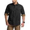 imageCQR Mens All Cotton Flannel Shirt Long Sleeve Casual Button Down Plaid Shirt Brushed Soft Outdoor Tactical Work ShirtsSolid Black