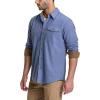 imageCQR Mens All Cotton Flannel Shirt Long Sleeve Casual Button Down Plaid Shirt Brushed Soft Outdoor Tactical Work ShirtsSolid French Blue