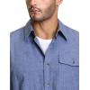imageCQR Mens All Cotton Flannel Shirt Long Sleeve Casual Button Down Plaid Shirt Brushed Soft Outdoor Tactical Work ShirtsSolid French Blue