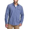 imageCQR Mens All Cotton Flannel Shirt Long Sleeve Casual Button Down Plaid Shirt Brushed Soft Outdoor Tactical Work ShirtsSolid French Blue