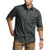 imageCQR Mens All Cotton Flannel Shirt Long Sleeve Casual Button Down Plaid Shirt Brushed Soft Outdoor Tactical Work ShirtsSolid Grey