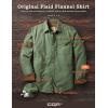 imageCQR Mens All Cotton Flannel Shirt Long Sleeve Casual Button Down Plaid Shirt Brushed Soft Outdoor Tactical Work ShirtsSolid Moss Green