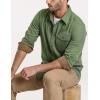 imageCQR Mens All Cotton Flannel Shirt Long Sleeve Casual Button Down Plaid Shirt Brushed Soft Outdoor Tactical Work ShirtsSolid Moss Green