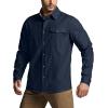 imageCQR Mens All Cotton Flannel Shirt Long Sleeve Casual Button Down Plaid Shirt Brushed Soft Outdoor Tactical Work ShirtsSolid Navy