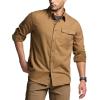 imageCQR Mens All Cotton Flannel Shirt Long Sleeve Casual Button Down Plaid Shirt Brushed Soft Outdoor Tactical Work ShirtsSolid Wheat Brown