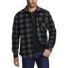 imageCQR Mens Long Sleeve Heavyweight Fleece Shirts Plaid Button Up Shirt Warm Outdoor Casual Shirt with PocketsOne Pocket Charcoal
