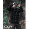 imageCQR Mens Long Sleeve Heavyweight Fleece Shirts Plaid Button Up Shirt Warm Outdoor Casual Shirt with PocketsOne Pocket Charcoal