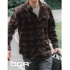 imageCQR Mens Long Sleeve Heavyweight Fleece Shirts Plaid Button Up Shirt Warm Outdoor Casual Shirt with PocketsOne Pocket Dark Brown