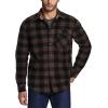 imageCQR Mens Long Sleeve Heavyweight Fleece Shirts Plaid Button Up Shirt Warm Outdoor Casual Shirt with PocketsOne Pocket Dark Brown
