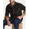 imageCQR Mens Long Sleeve Heavyweight Fleece Shirts Plaid Button Up Shirt Warm Outdoor Casual Shirt with PocketsOne Pocket Dark Brown