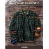 imageCQR Mens Long Sleeve Heavyweight Fleece Shirts Plaid Button Up Shirt Warm Outdoor Casual Shirt with PocketsOne Pocket Green