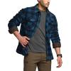 imageCQR Mens Long Sleeve Heavyweight Fleece Shirts Plaid Button Up Shirt Warm Outdoor Casual Shirt with PocketsOutland Blue