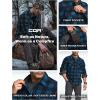 imageCQR Mens Long Sleeve Heavyweight Fleece Shirts Plaid Button Up Shirt Warm Outdoor Casual Shirt with PocketsOutland Blue