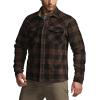 imageCQR Mens Long Sleeve Heavyweight Fleece Shirts Plaid Button Up Shirt Warm Outdoor Casual Shirt with PocketsOutland Dark Brown