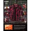 imageCQR Mens Long Sleeve Heavyweight Fleece Shirts Plaid Button Up Shirt Warm Outdoor Casual Shirt with PocketsOutland Red