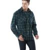 imageCQR Mens Long Sleeve Heavyweight Fleece Shirts Plaid Button Up Shirt Warm Outdoor Casual Shirt with PocketsPolar Fleece Green