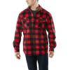 imageCQR Mens Long Sleeve Heavyweight Fleece Shirts Plaid Button Up Shirt Warm Outdoor Casual Shirt with PocketsPolar Fleece Red