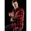 imageCQR Mens Long Sleeve Heavyweight Fleece Shirts Plaid Button Up Shirt Warm Outdoor Casual Shirt with PocketsPolar Fleece Red