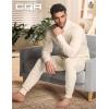 imageCQR Mens Long Sleeve Thermal Underwear Tops Midweight Waffle Shirt Winter Cold Weather Thermal ShirtsMock Neck Top Natural