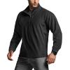 imageCQR Mens Quarter Zip Utility Fleece Pullover Outdoor Casual Thermal Sweater Chest Zipper Pocket Mock Neck Long SleeveFortress Black