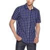 imageCQR Mens Regular Fit Short Sleeve Shirts 100 Cotton ButtonUp Casual Poplin ShirtShort Sleeve Poplin Navy Windowpane