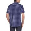 imageCQR Mens Regular Fit Short Sleeve Shirts 100 Cotton ButtonUp Casual Poplin ShirtShort Sleeve Poplin Navy Windowpane