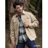 imageCQR Mens Twill All Cotton Flannel Lined Shirt Jacket Soft Brushed Outdoor Shirt JacketTwill Shirt Jacket Khaki