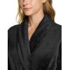 imageCQR Womens Fleece Long Robes Soft Fluffy Sleepwear Robe HoodedShawl Collar Wrap BathrobeFleece Collar Black